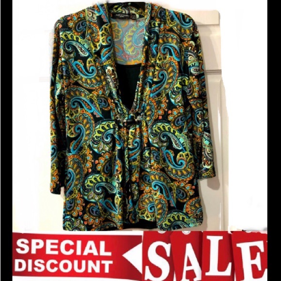 NOTATIONS Women’s colorful paisley blouse 3/4 sleeves sizePM NWOT - Picture 10 of 10